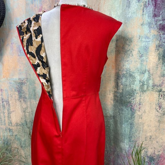📌 Donna Ricco Timeless Red Cotton Blend  Dress - Picture 5 of 13